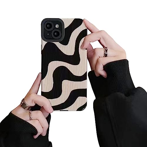 Ownest Kompatibel mit iPhone 13 Mini Hülle Wellen Muster Handyhülle Fashion Wave Simple Cute Zebra Stripes Design Men Frauen Mädchen TPU PC Weiche Silikon Kamera Schutzhülle von Ownest