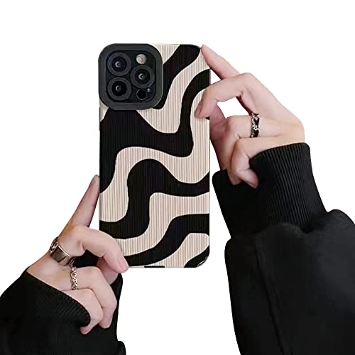 Ownest Handyhülle Kompatibel mit iPhone 13 Pro Hülle Fashion Wave Simple Cute Zebra Stripes Aesthetic Muster Wellen Design Men Frauen Mädchen TPU PC Weiche Silikon Kamera Schutzhülle von Ownest