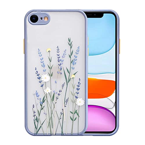Ownest Kompatibel mit iPhone 8 Hülle, iPhone SE 2020 Hülle, iPhone SE 2022 Hülle und iPhone 7 Hülle Lavendel Blumen Aesthetic Transparent Mädchen Handyhülle - Lila von Ownest