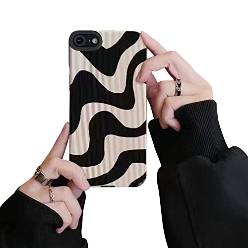 Ownest Handyhülle Kompatibel mit iPhone 8 Hülle,iPhone SE 2020 / SE 2022 Hülle, iPhone 7 Hülle Fashion Wave Simple Cute Zebra Stripes Aesthetic Muster Wellen Design Silikon Kamera Schutzhülle von Ownest