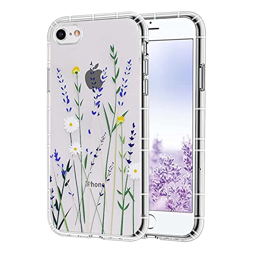 Ownest Kompatibel mit iPhone SE 2020 / SE 2022 Hülle/iPhone 8 Hülle/iPhone 7 Hülle Blumen Aesthetic Durchsichtig Weiche Schutzhülle Transparent Mädchen Handyhülle - (Lila) von Ownest