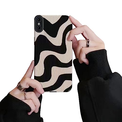 Ownest Handyhülle Kompatibel mit iPhone XS Max Hülle Fashion Wave Simple Cute Zebra Stripes Aesthetic Muster Wellen Design Men Frauen Mädchen TPU PC Weiche Silikon Kamera Schutzhülle von Ownest