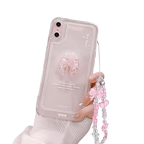Ownest Kompatibel mit iPhone Xs Max Cute 3D Pink Bowknot Slim Clear Aesthetic Design Women Teen Girls Camera Lens Protection Phone Cases Cover von Ownest