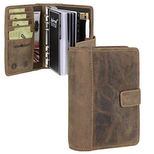 Greenburry Terminplaner Leder A6 (14x19,5cm) Terminkalender braun Vintage Look inkl Systemeinlage plus Kalender 2024 von Ownsun
