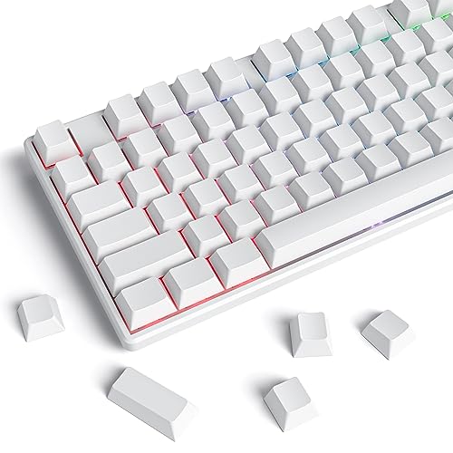 Owpkeenthy Leere weiße PBT-Tastenkappen, benutzerdefiniertes Cherry-Profil, 1,5 mm dick, ANSI-ISO-Tastenkappen-Set für 60 %, 65 % 75 % MX-Schalter, mechanische Tastatur in voller Größe (blankoweiß) von Owpkeenthy