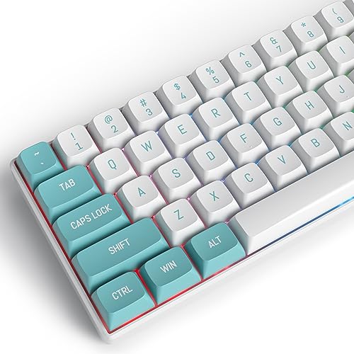 Owpkeenthy WHYSP 75% Tastenkappen-Set, CSA-Profil Double-Shot PBT minimalistische Kugel-Tastenkappen für MX-Schalter, kompatibel mit 61, 68, 82, TKL Layout mechanische Tastaturen (Cyan CSA) von Owpkeenthy