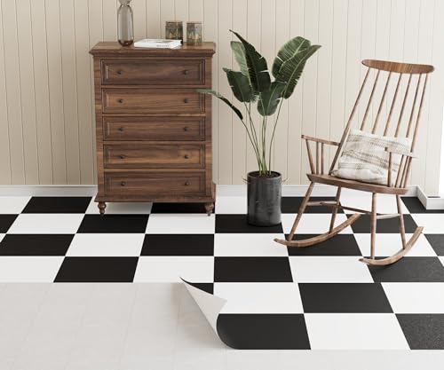 Oxdigi PVC Bodenbelag Selbstklebende 6 m², Vinylboden Bodenfliesen für Eingangstür, Wohnzimmer, Küche, Abstellraum, Zuschneidbar Vinyl-Fußböden 0,6 x 10 m Schwarz Weiß Schachbrettmuste Oxdigi PVC Bodenbelag Selbstklebende 6 m², Vinylboden Bodenfliesen für Eingangstür, Wohnzimmer, Küche, Abstellraum, Zuschneidbar Vinyl-Fußböden 0,6 x 10 m Schwarz Weiß Schachbrettmuste von Oxdigi