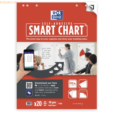 3 x Oxford Flipchartblock Smart Chart selbstklebend 60x80cm 20 Blatt 9 von Oxford