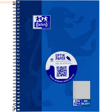 5 x Oxford Collegeblock Optik Paper 90 g/qm A5 5mm kariert 80 5 x Oxford Collegeblock Optik Paper 90 g/qm A5 5mm kariert 80 von Oxford