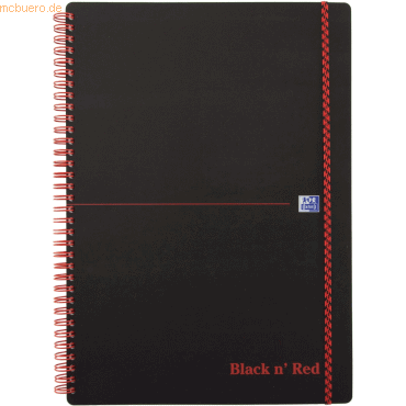 5 x Oxford Spiralbuch Office Black 'n Red A4 liniert 8 mm 70 Blatt 90 von Oxford