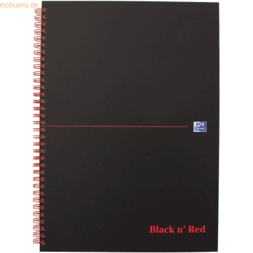 5 x Oxford Spiralbuch Office Black 'n Red A4 liniert 8 mm 70 Blatt 90 von Oxford