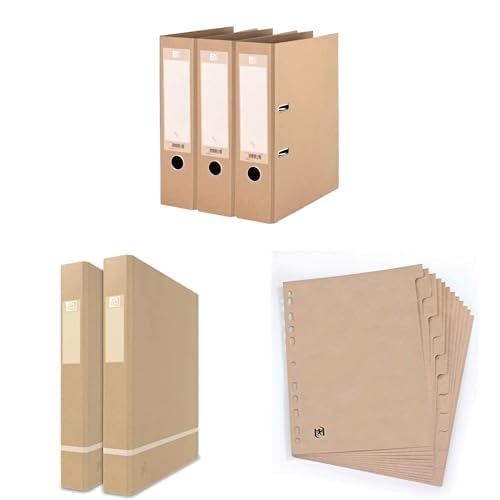 Bundle of Oxford Ordner A4, 8 cm breit, 3 Stück + Ringbuch A4, 35 mm breit, 2 Ringe Ringe-Ø25mm, beige, 2 Stück + Touareg Register DIN A4, Recycling-Karton, 12 Taben, gut für die Umwelt beige Bundle of Oxford Ordner A4, 8 cm breit, 3 Stück + Ringbuch A4, 35 mm breit, 2 Ringe Ringe-Ø25mm, beige, 2 Stück + Touareg Register DIN A4, Recycling-Karton, 12 Taben, gut für die Umwelt beige von Oxford