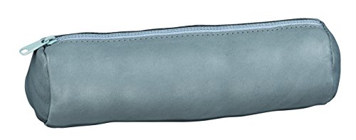 ELBA 400064921 Federmäppchen Form Rund, Leder 22 x Durchmesser 6 cm grau Maus von Oxford