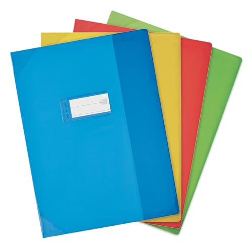 OXFORD 50 Heftumschläge A4 mit Klappe Lesezeichen Strong Line PVC transparent 15/100, verschiedene Farben von Oxford