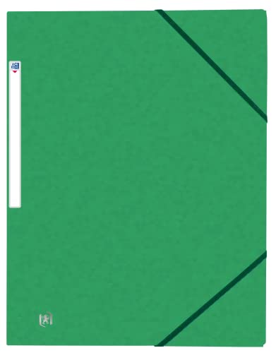 OXFORD 50 Stück Mappen, 3 Klappen, Top File + A4, mit Gummizug, Umschlag für Karten, Grün von Oxford