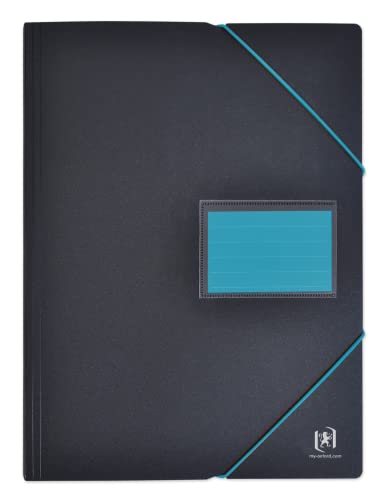 OXFORD Dokumentenmappe, A4, 200 Ansichten / 100 Hüllen, Einband aus Polypropylen, zweifarbig, Schwarz/Blau von Oxford