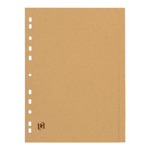 OXFORD Touareg Trennblätter, neutral, A4, 6 Positionen, recycelte Karte, Dicke 265 g, Naturbeige, 20 Stück von Oxford