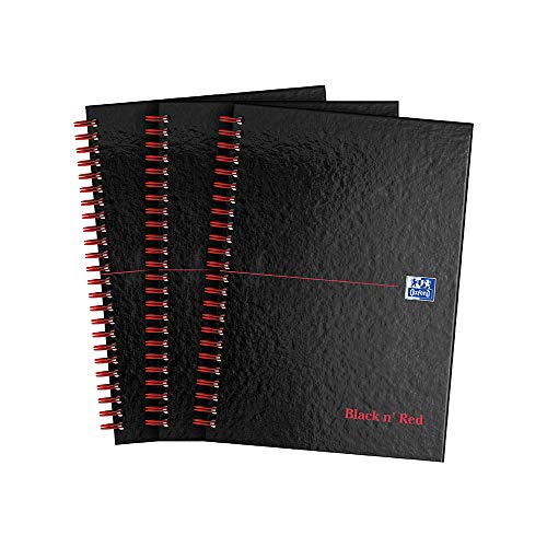 Oxford „Black n‘ Red“-Notizbuch, A5, Hardcover, Draht-gebunden 3er-Pack A5 von Oxford