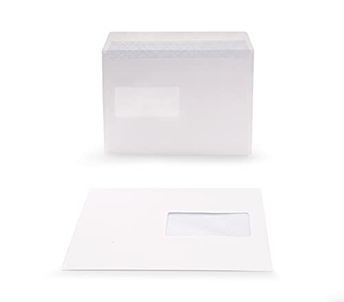 Oxford 100100867 Briefumschläge, selbstklebend, 162 x 229 mm, mit Fenster, 45 x 100 mm, Weiß, 500 Stück von Oxford