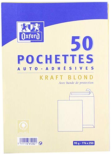 Oxford 100103577 Umschläge, haftklebend, Kraftpapier, Braun, 50 Stück von Oxford