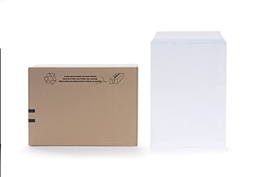 Oxford 100105108 Selbstklebende Hüllen, 229 x 324 mm, mit Kraftpapierfenster, Weiß, 250 Stück von Oxford