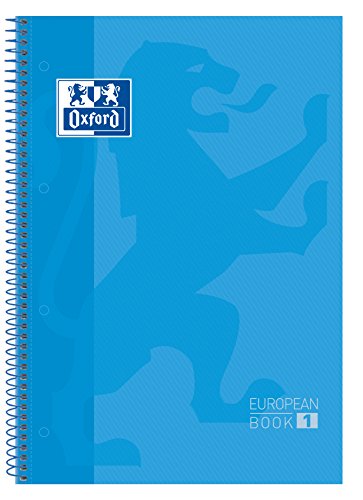 Oxford 400046819 – Pack von 5 europeanbook-1 Deckel extradura Spiralbuch, A4/210 x 297 mm, türkis von Oxford