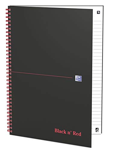 Oxford 400047608 Spiralbuch Black n' Red 5er Pack DIN A4 liniert mattes Hardcover 70 Blatt schwarz rot von Oxford