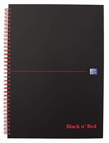 Oxford 400047608 Spiralbuch Black n Red DIN A4 liniert mattes Hardcover 70 Blatt schwarz rot von Oxford