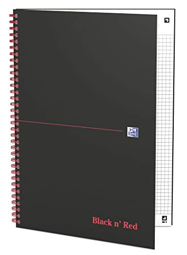 Oxford 400047609 Spiralbuch Black n' Red 5er Pack DIN A4 kariert mattes Hardcover 70 Blatt schwarz rot von Oxford