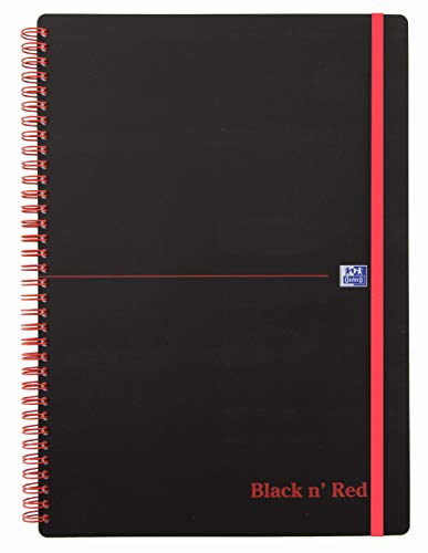 Oxford 400047653 Spiralbuch Black n' Red A4 liniert flexibler Deckel 70 Blatt schwarz/rot Notizblock Schreibblock Collegeblock von Oxford