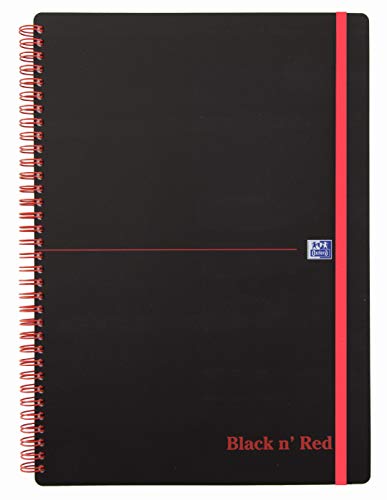 Oxford 400047655 Spiralbuch Black n' Red 5er Pack DIN A5 liniert flexibler Deckel 70 Blatt schwarz rot von Oxford