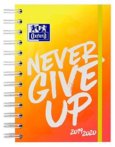 Oxford 400123415 Schülerkalender 2019/2020 Never give up NEON 1 Tag pro Seite 160 Blatt mit Doppelspirale SCRIBZEE kompatibel orange von Oxford