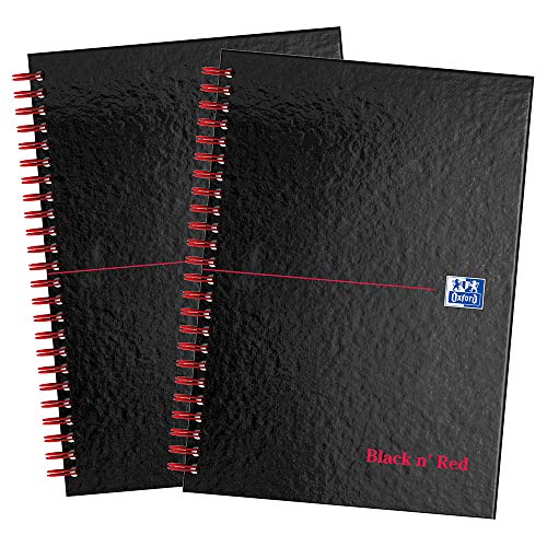 Oxford Black n' Red, A5 Notizbuch Hardcover, Spiralbindung, liniert, 2 Stück von Oxford