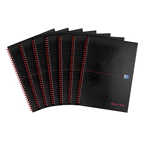 Oxford Black n' Red“-Notizbuch, A4, Hardcover, Draht-gebunden, 140 Seiten, Schwarz/Rot Einzeln 7 Stück von Oxford
