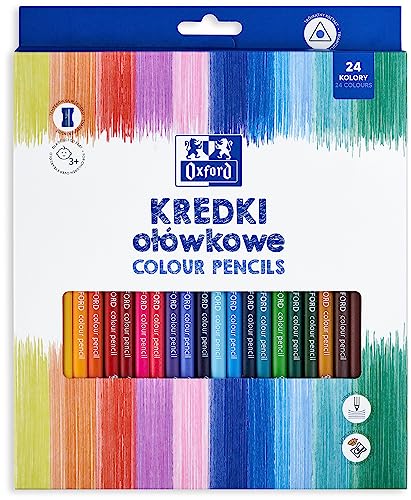 Oxford Buntstifte/Farbstifte | 24 Farben mit 24 Farbstiften | 24 Stifte im Kartonetui und Spitzer von Oxford
