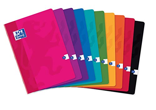 Oxford Color Life Notizbücher, A4, große Karos, 96 Seiten, kariert, Einband, Karten, verschiedene Farben, 40 Stück von Oxford
