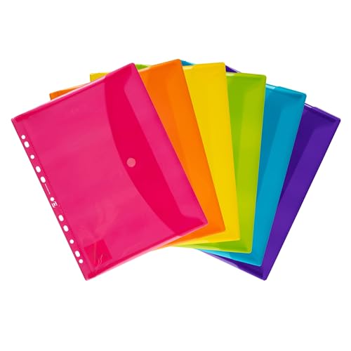 Oxford Dokumenten-Mappen A4, Taschen mit Klett-Verschluss, zum Abheften, sortiert, 6er Pack, 400099574, mehrfarbig von Oxford