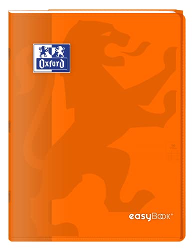 Oxford EasyBook Heft, 24 x 32 cm, 96 Seiten, große Karos, 90 g, Einband aus Polypropylen, Orange, mit Hüllen, 40 Stück von Oxford