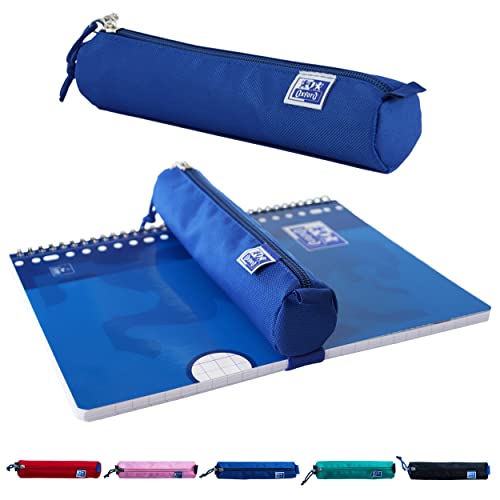 Oxford Federmäppchen für Mädchen und Jungen, Federmappe Blau mit Gummiband, Etui rund 22cm von Oxford