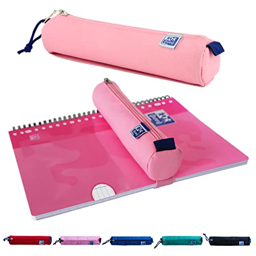 Oxford Federmäppchen für Mädchen und Jungen, Federmappe Pink mit Gummiband, Etui rund 22cm von Oxford