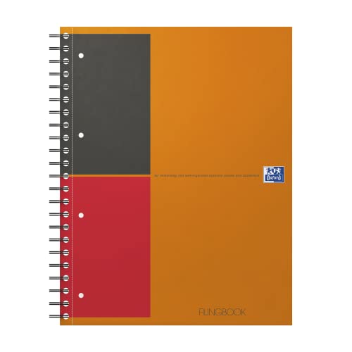 Oxford Filingbook International A4, liniert, 200 Seiten, Seitenränder in vier Farben, 3 versetzbare Register von Oxford
