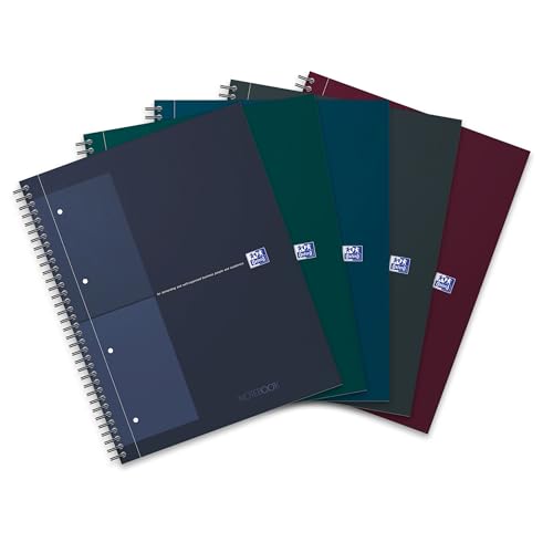 Oxford International Notebook A4, kariert, Collegeblock mit Hardcover, 160 gelochte Seiten, 5 Farben, 5 Stück Oxford International Notebook A4, kariert, Collegeblock mit Hardcover, 160 gelochte Seiten, 5 Farben, 5 Stück von Oxford