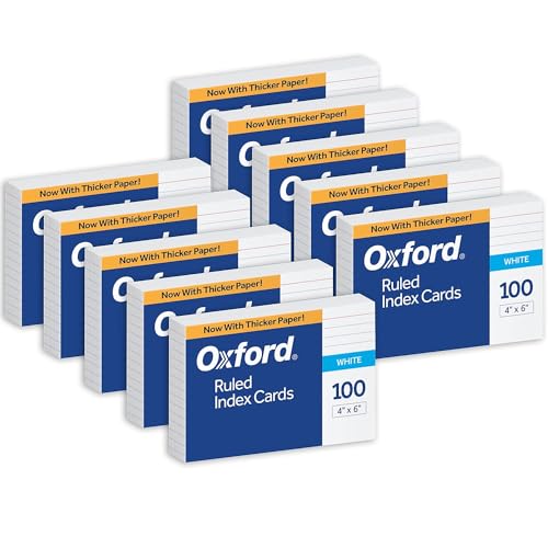Oxford Karteikarten, liniert, 10,2 x 15,2 cm, Weiß, 1.000 Karten (10 x 100 Stück) (41) von Oxford