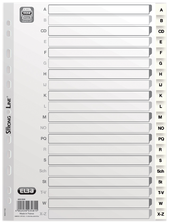 Oxford Kunststoff-Register, A-Z, DIN A4, weiß, 20-teilig von Oxford