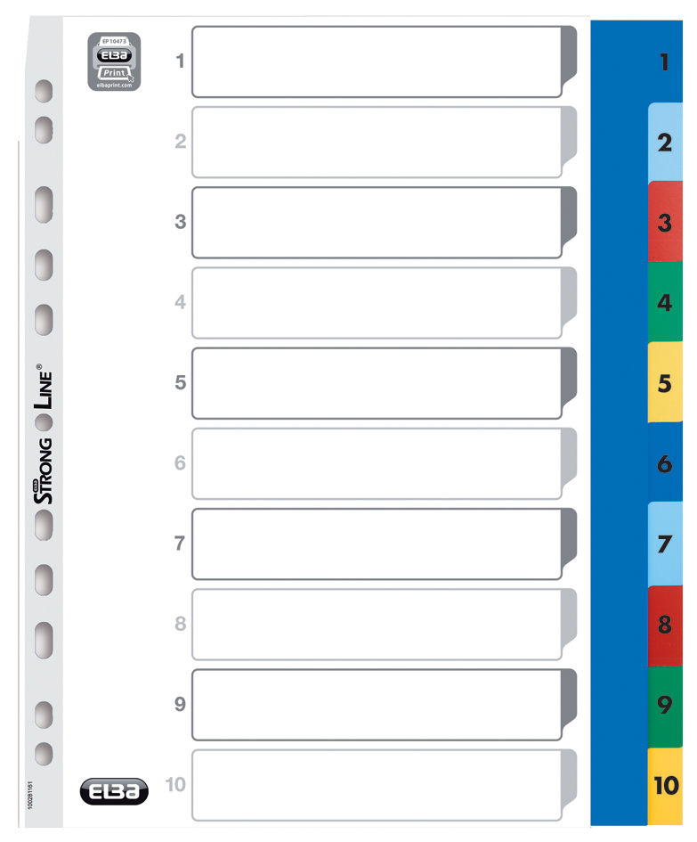 Oxford Kunststoff-Register, Zahlen, A4+, farbig, 10-teilig von Oxford