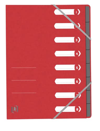 Oxford Ordnungsmappe A4, aus Karton, 8 Fächer, rot, 15 Stück von Oxford
