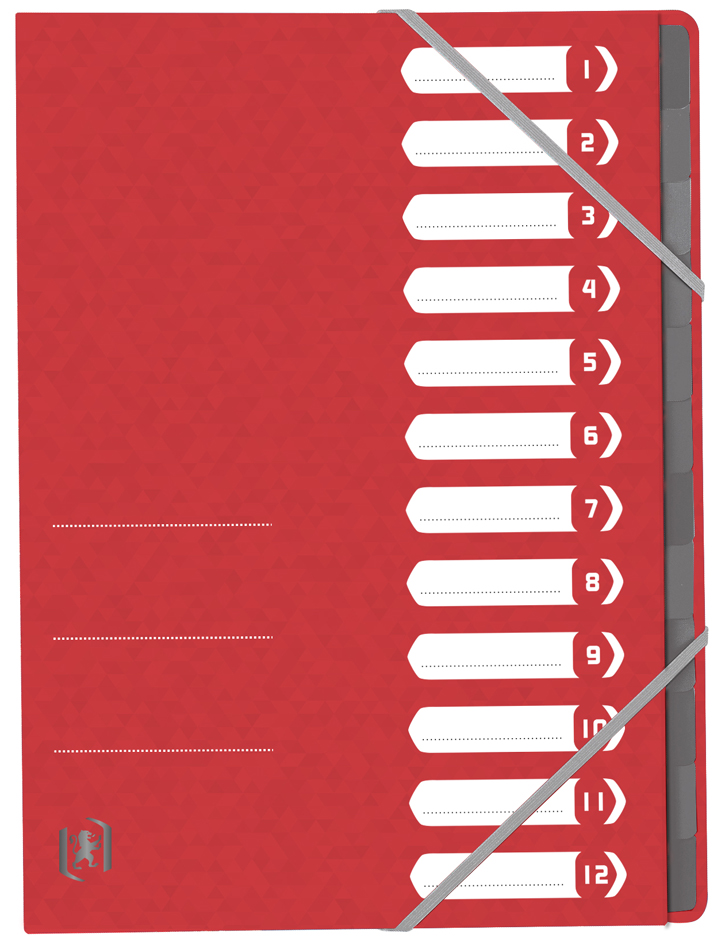 Oxford Ordnungsmappe Top File+, DIN A4, 12 Fächer, rot von Oxford