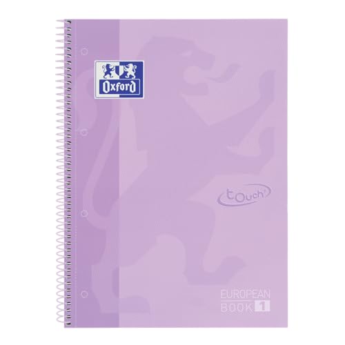 Oxford School Europeanbook Notizbuch farbiger Rand A4+ liniert 80 Blatt Hardcover pastell lila von Oxford