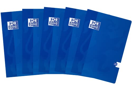 Oxford Schulheft A4, 60 Blätter kariert, 5 Stück-Packung, Blau, 400136912 von Oxford