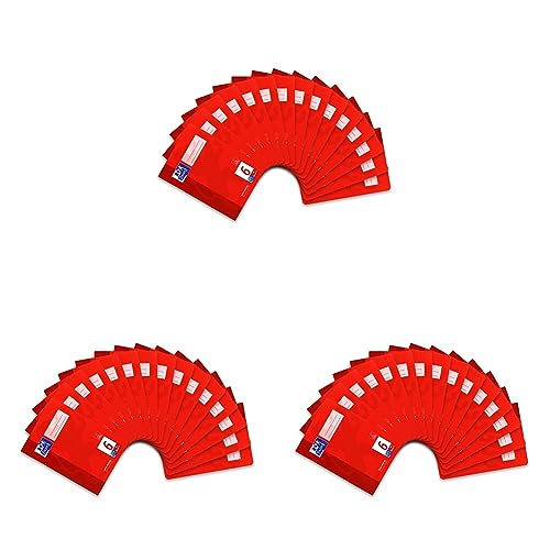 Oxford Schulheft A5, Lineatur 6, 16 Blatt, rot, 15 Stück (Packung mit 3) von Oxford
